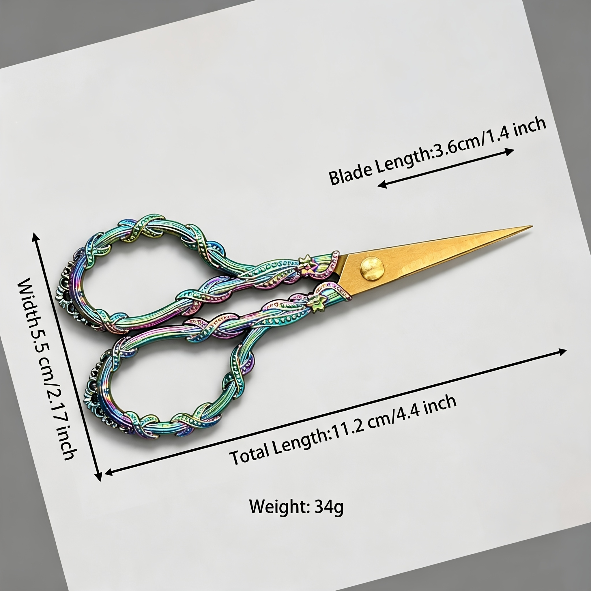 TEMU A Vintage Golden-plated Floral Scissor, 4.4-inch Embossed Craft Scissors, Suitable For Flower Tea Bags, Stainless Steel Tea Ceremony Tools,