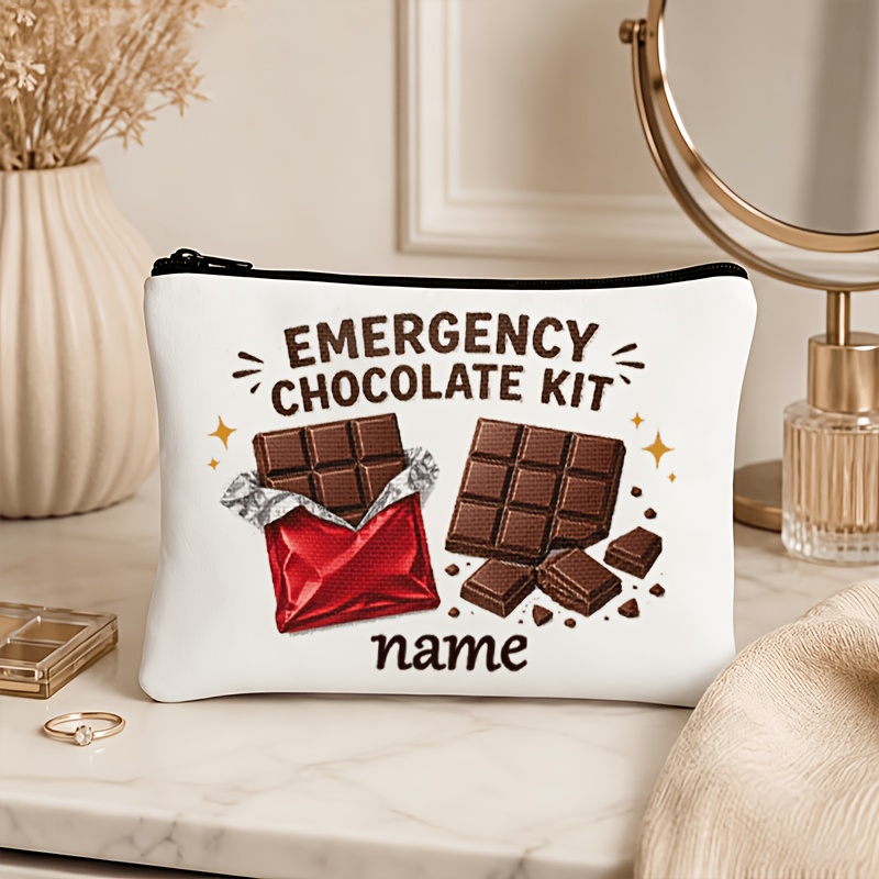 TEMU Custom Name/text Handbag With Holder Suitable For , Zipper Closure Portable Storage Bag For Keys/coin/earphones, Lightweight Gift For, Travel,