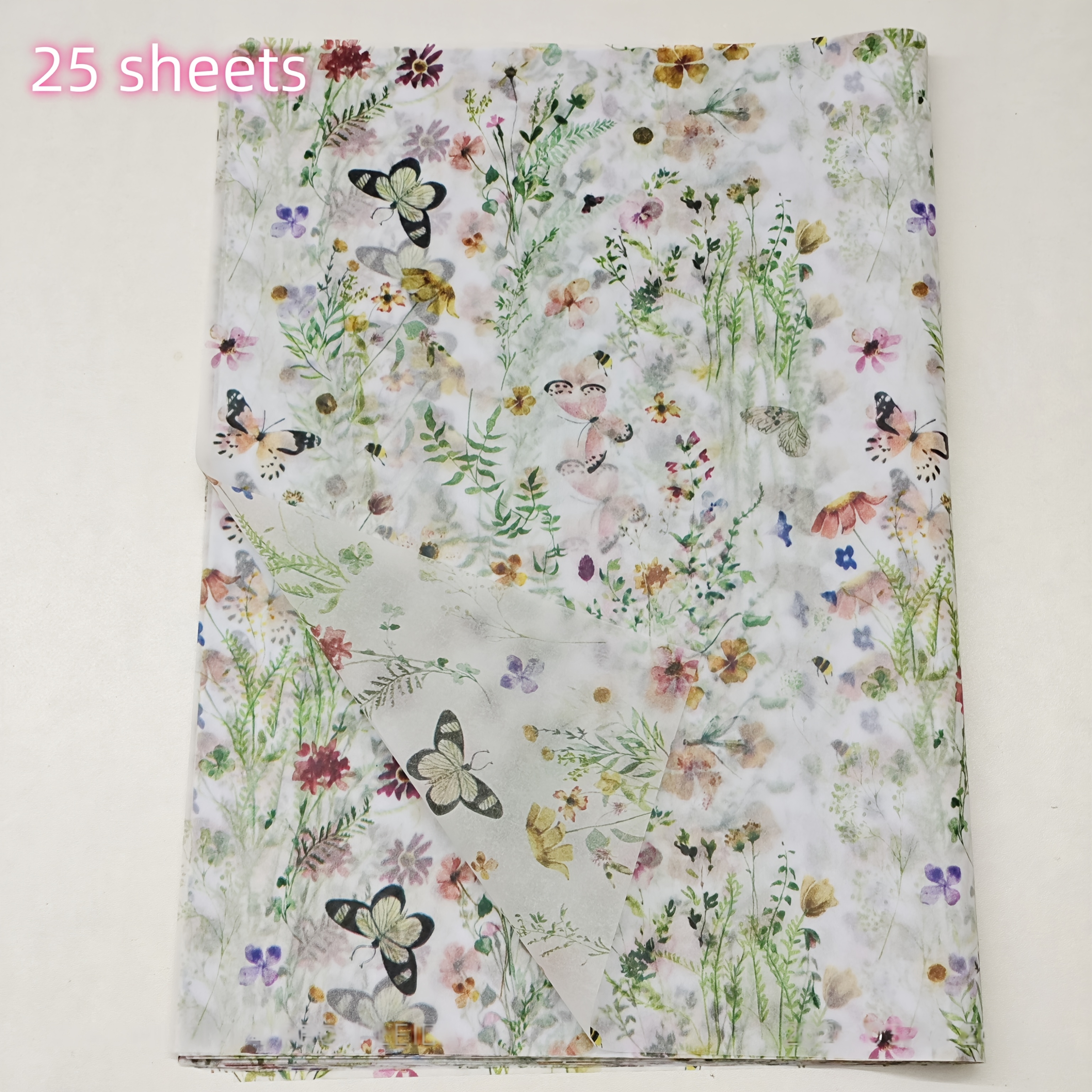 Image of 25 Sheets Of Colorful Patterned Tissue Paper, 20 '' X 14 '' Gift Wrapping Paper, Suitable For Wedding, Valentine's Day Gifts, Birthday Gift Packaging, Bouquet Packaging, Gift Bag Filling, Party Gifts
