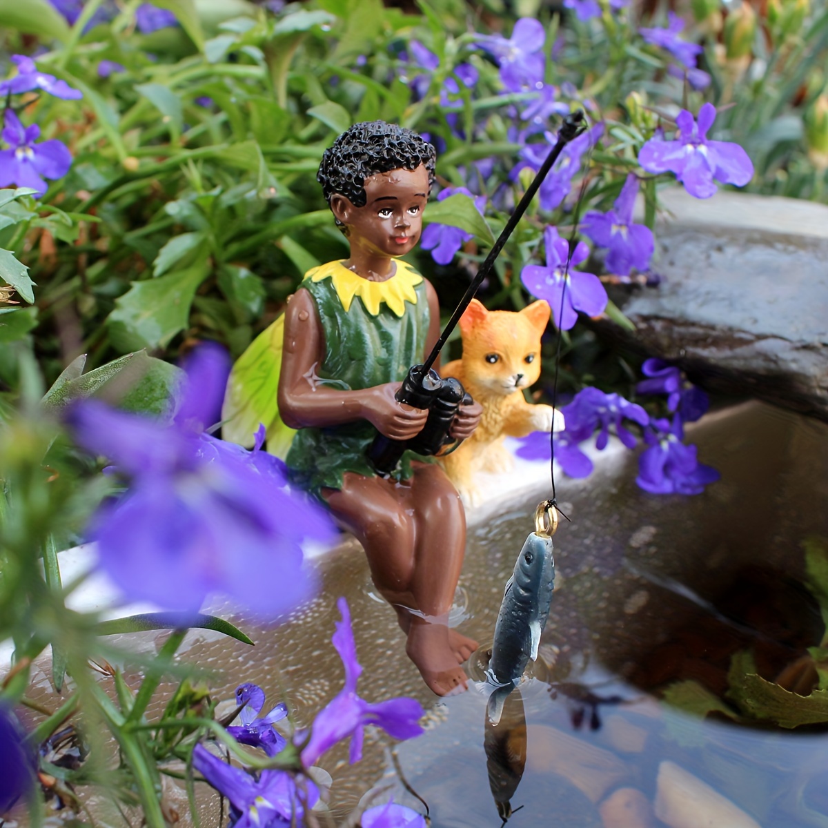 2pcs/set Mini Boy Fishing And Puppy Resin Crafts, Flower Pot Micro  Landscape Decoration, Resin Sculpture Statue Art Crafts, Creative Fairy  Tale Garden