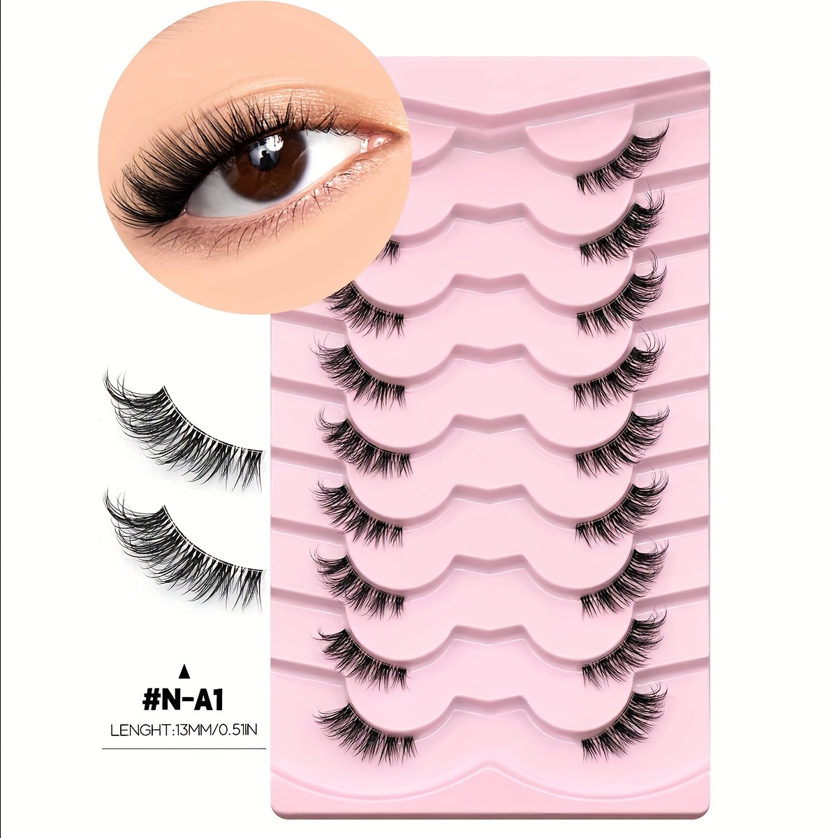 Groinneya 9 Pairs Half Lashes Natural False Eyelashes Cat Band Lashes Fluffy Wispy 3d Mink Lashes Pack Soft Strips Fake Eyelashes