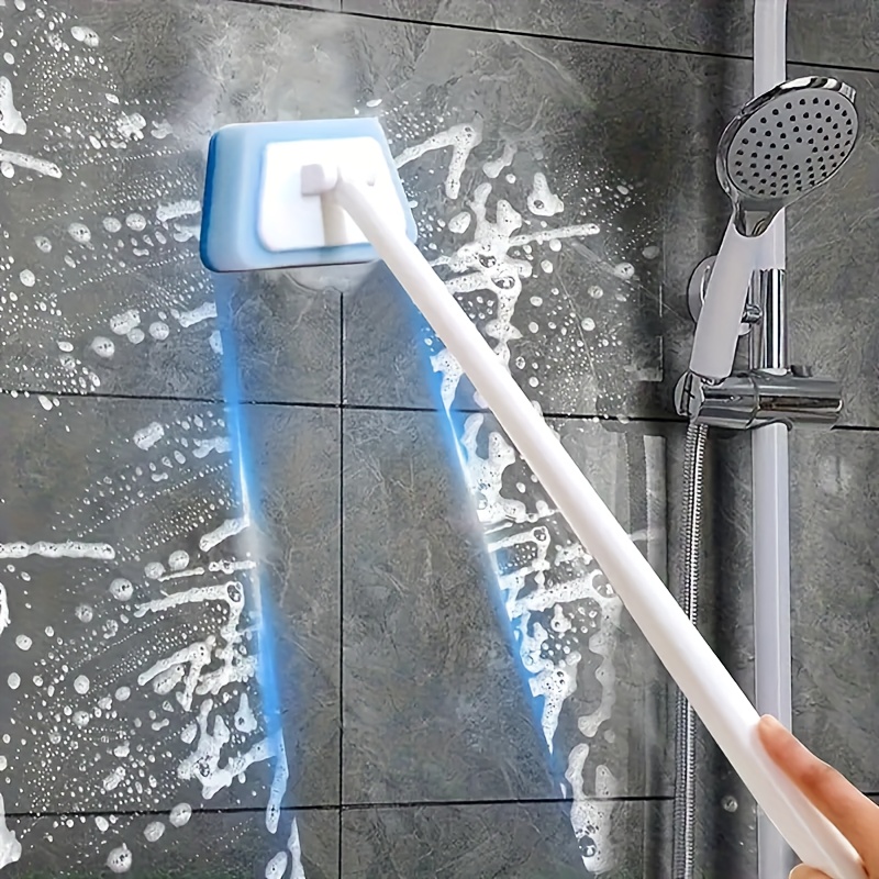 multi functional bathroom cleaning brush set with 5 detachable brush heads long handle essential household cleaning tools floor cleaning set sturdy handle structure used for scrubbing tiles floors and bathtubs Product details 2