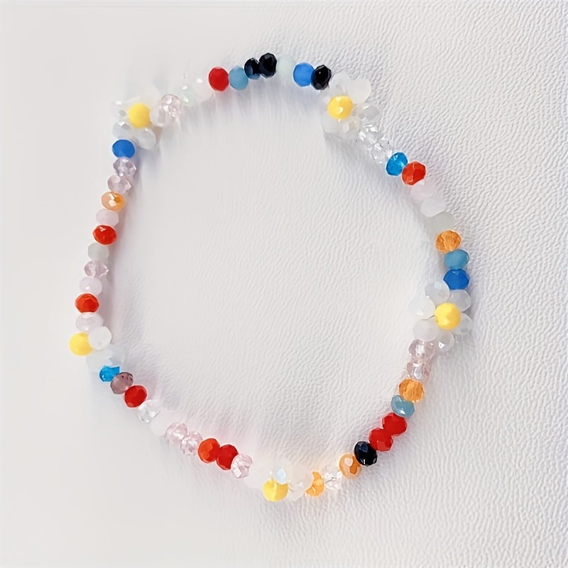 Boho Style Women's Beaded Flower Bracelet for Spring/Summer