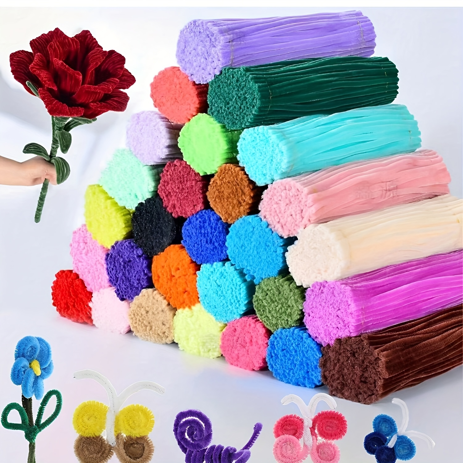 item picture 600pcs colorful tube cleaning sticks diy craft kit   twisting stems multi color options handmade art supplies for holiday bouquets decorations perfect gift for christmas birthdays and graduations