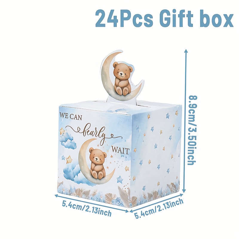 TEMU Regalo /Lui 24 pezzi, Set Scatole per Feste, Contenitore Regalo Orsetto Blu, Contenitore Regalo Orsetto Luna Nuvola, Scatola per Confezioni