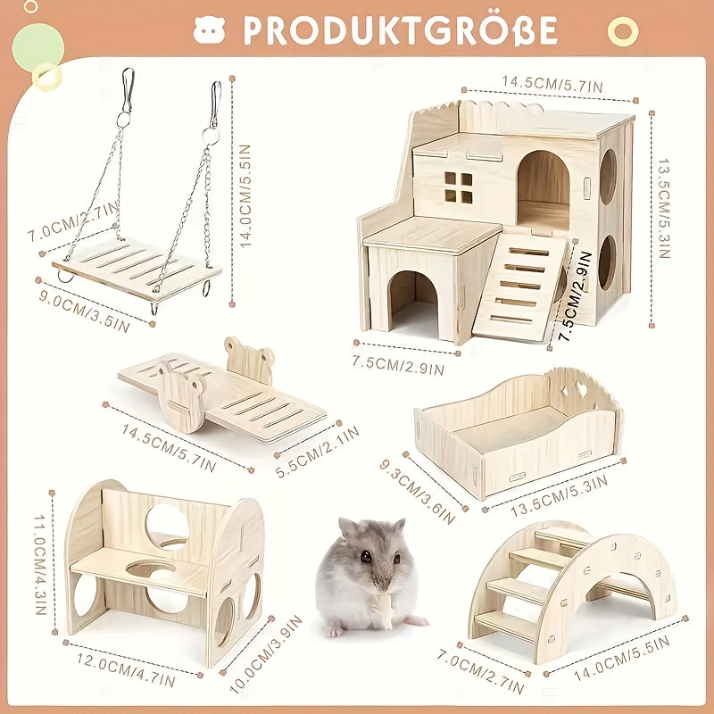 Hamster Toy Set Sleeping Nest Full Set 6pcs Cage Decoration Jumping Platform Set