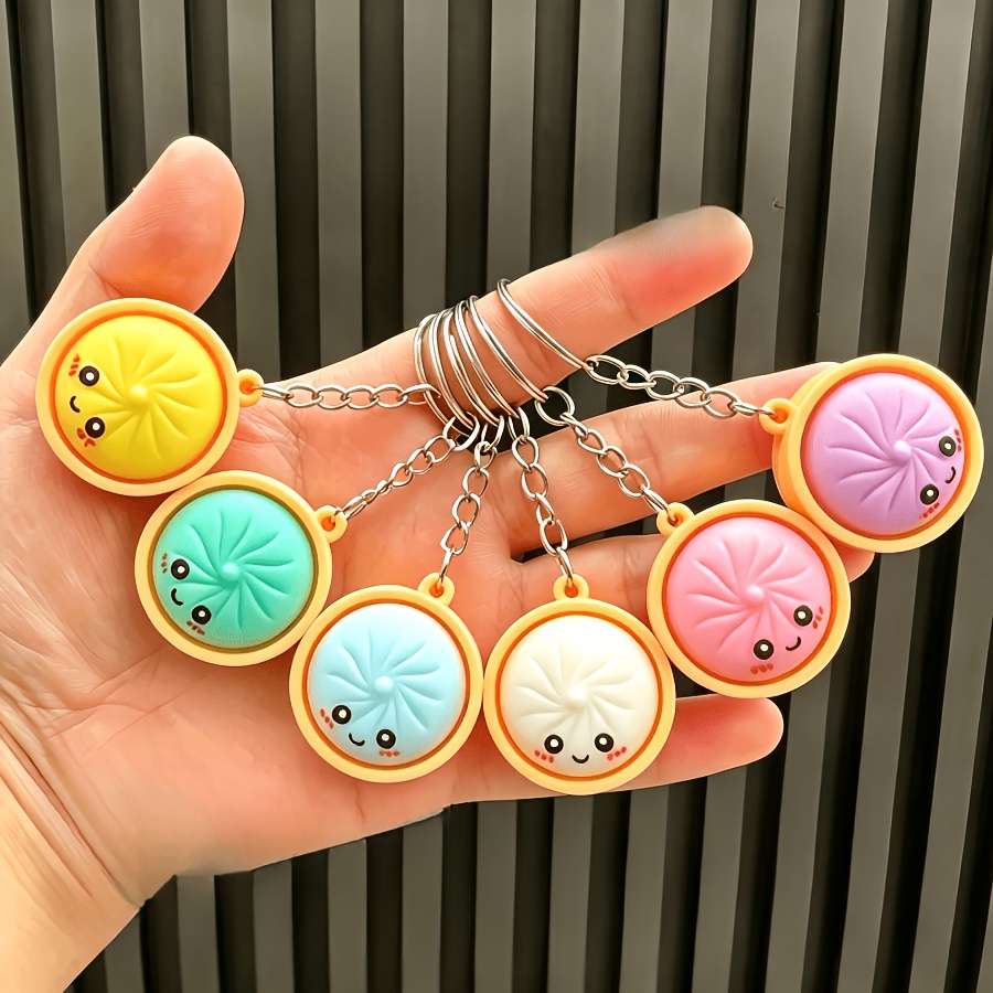 TEMU 4pcs Simulation Bun Keychains, Random Colors, Unisex, Smooth Texture. Colored, Hung On Schoolbags And Used As Additions Or Keychains