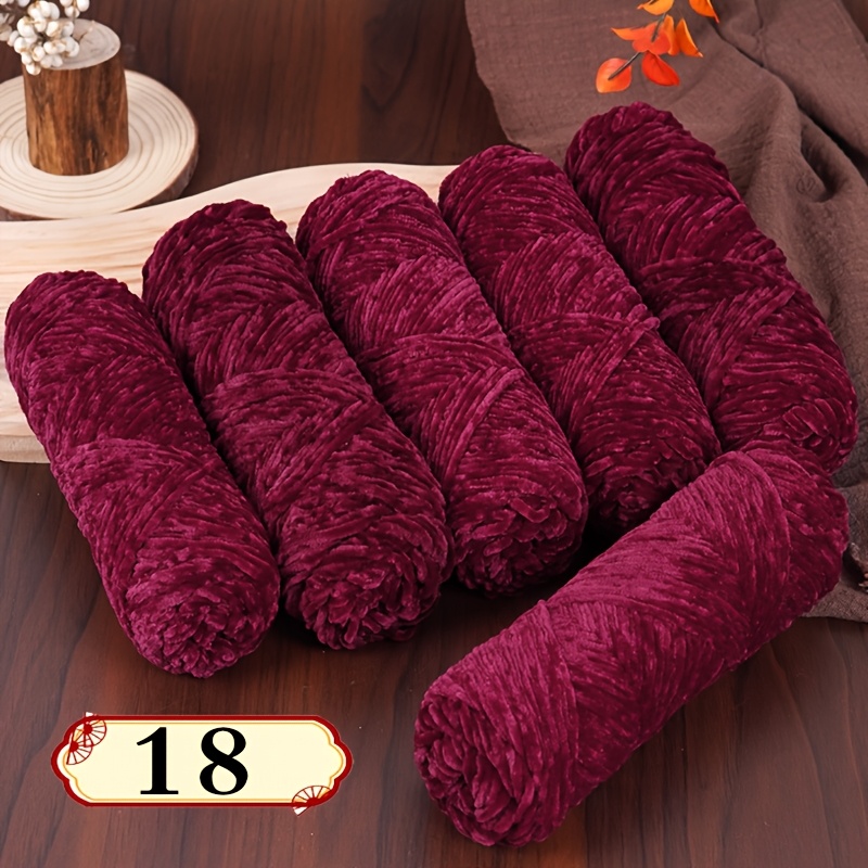 TEMU 6 pièces de fil chenille polyester luxueux, 600g par paquet, idéal pour tricot et crochet, parfait pour écharpes, bonnets, châles, cardigans,