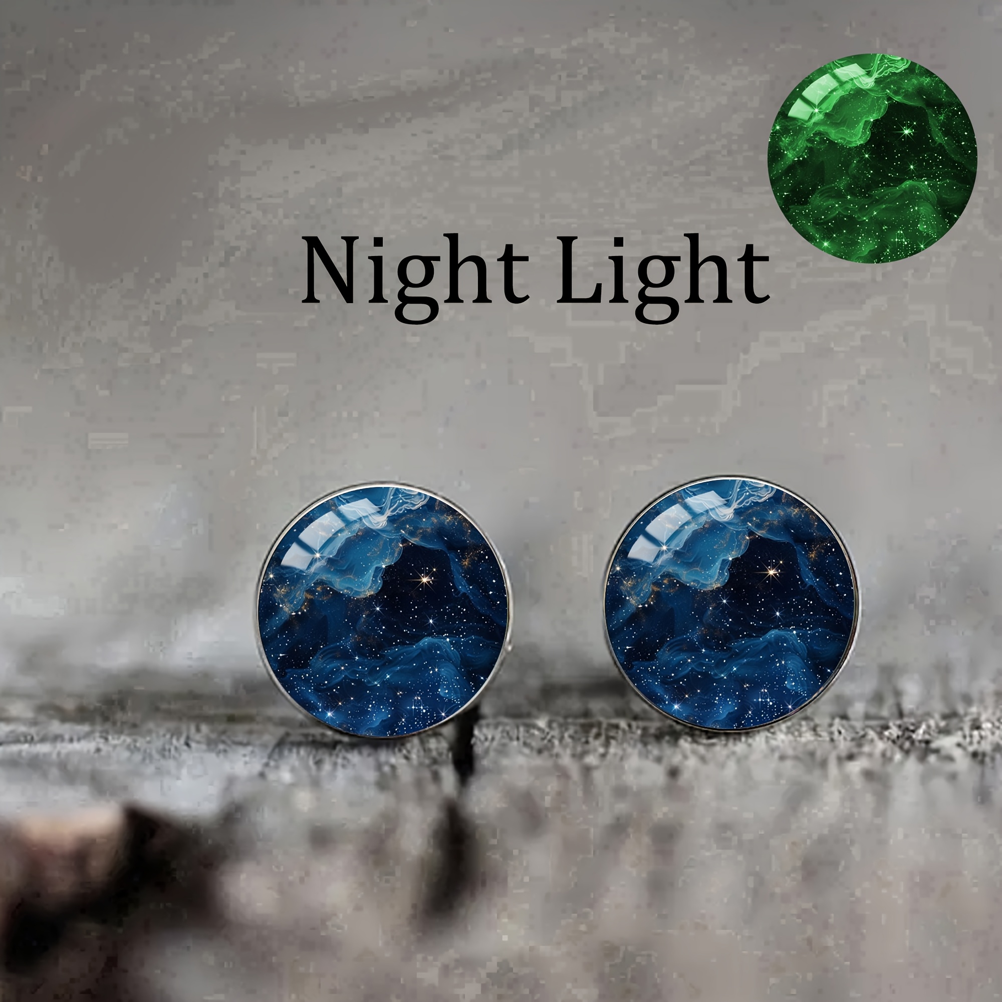1pair Luminous Starry Sky Stainless Steel Earrings, Elegant And Fashionable Men's And Women' Wear Earrings