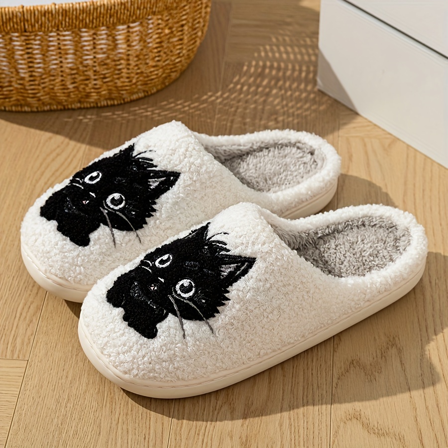 

Cozy Kitty Plush Slippers For Women - Warm Corduroy Lining, Non-slip Tpr Sole, Breathable Design With Soft Faux Fur Upper - Perfect Winter Indoor Comfort