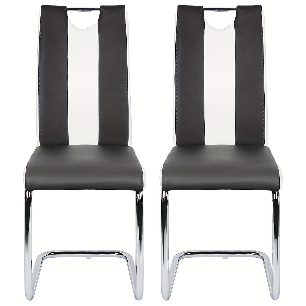 2 Pack Commercial Pu Chairs - Heavy Duty Metal Chairs With Chrome Legs For Restaurant, Kitchen & Office