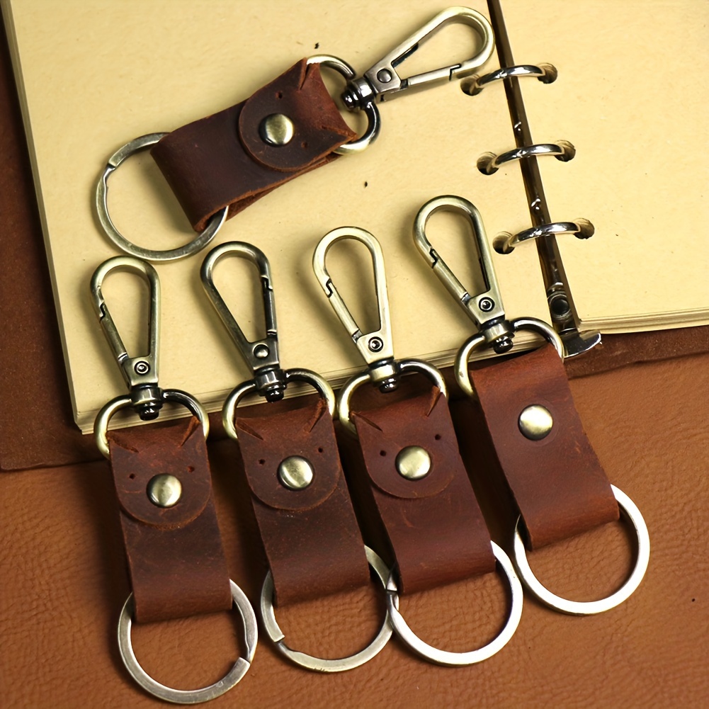 5pcs genuine leather keychain leather clip keychain leather