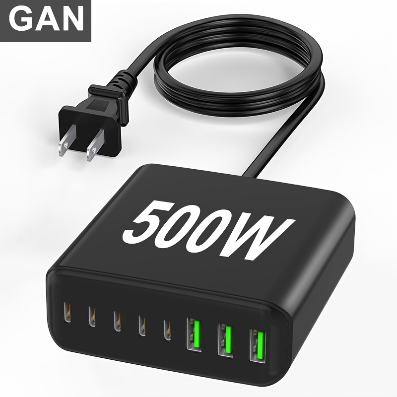 8 Port 500w Usb C Charging Station, Laptop Charger, Portable Usb C Wall Fast Charger Power Adapter For Models Of Electronic Devices[]