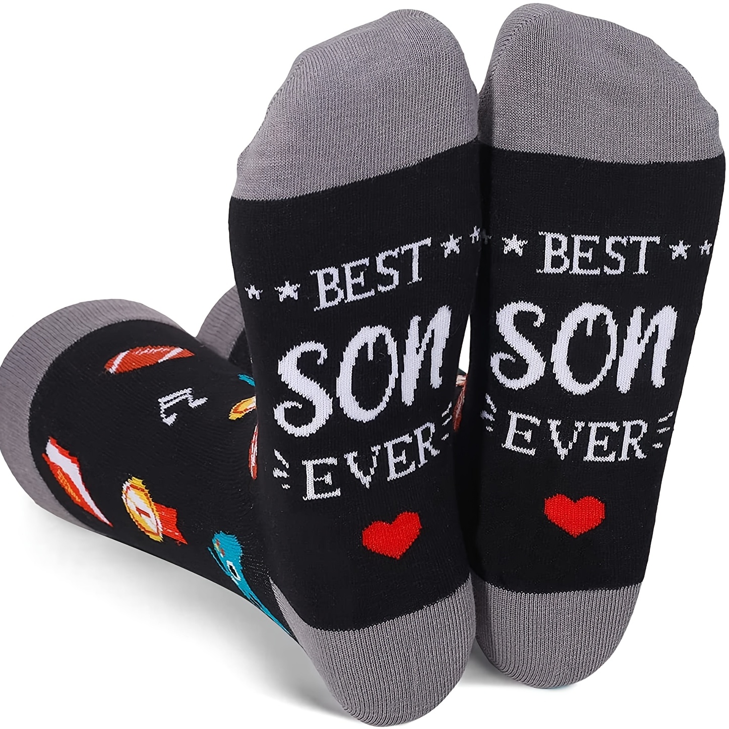 E-shop 1 Paar Best Son Print Mid-Calf Socken | Weich und Bequem, Ideal als Geschenk für Sohn, Elastan, Strickstoff, Nur Handwäsche