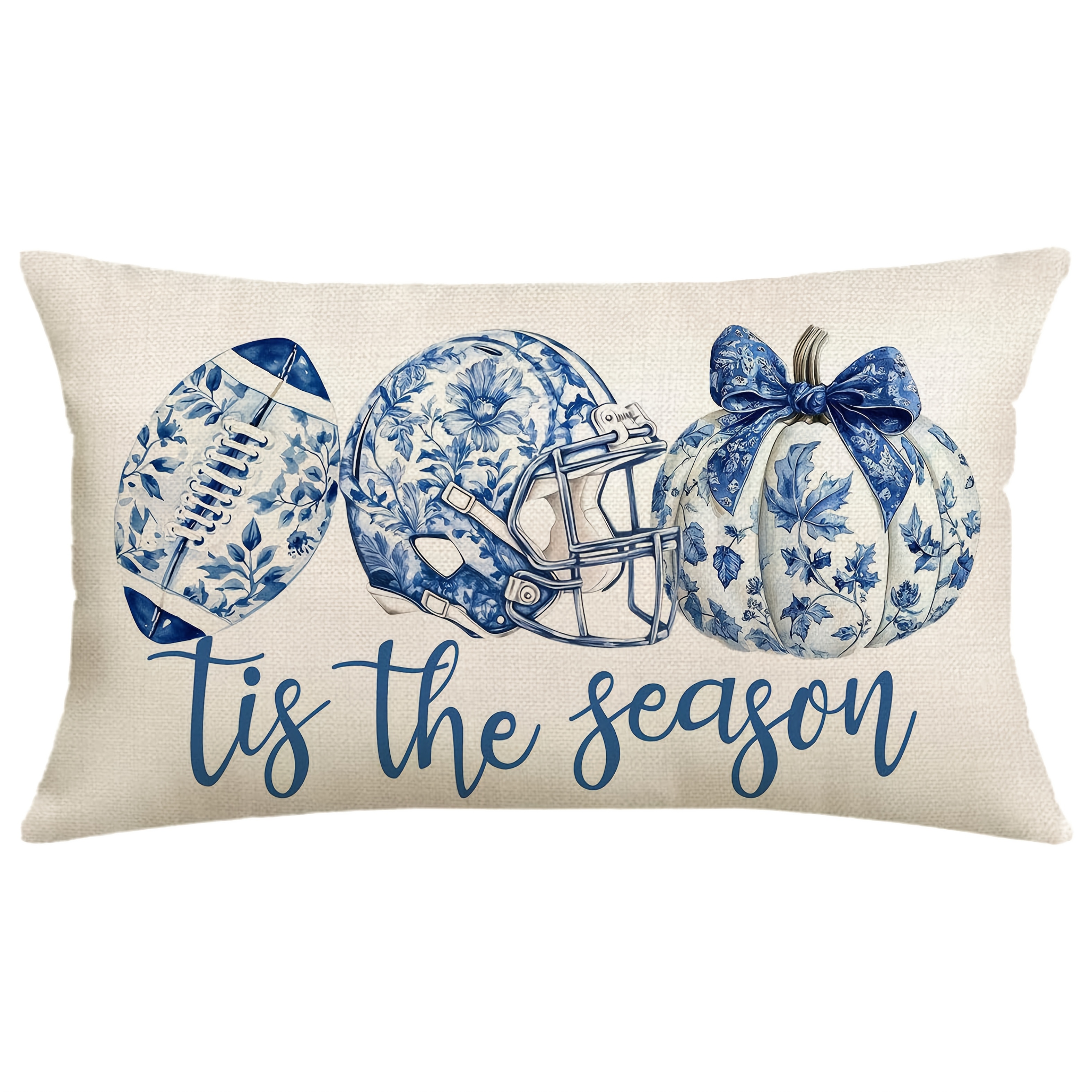 TEMU 1pc, Fall Football Pumpkin Throw Pillow Cover Seasonal Autumn Chinoiserie Thanksgiving Harvest Decoration For Sofa Couch (single Sided Printing,