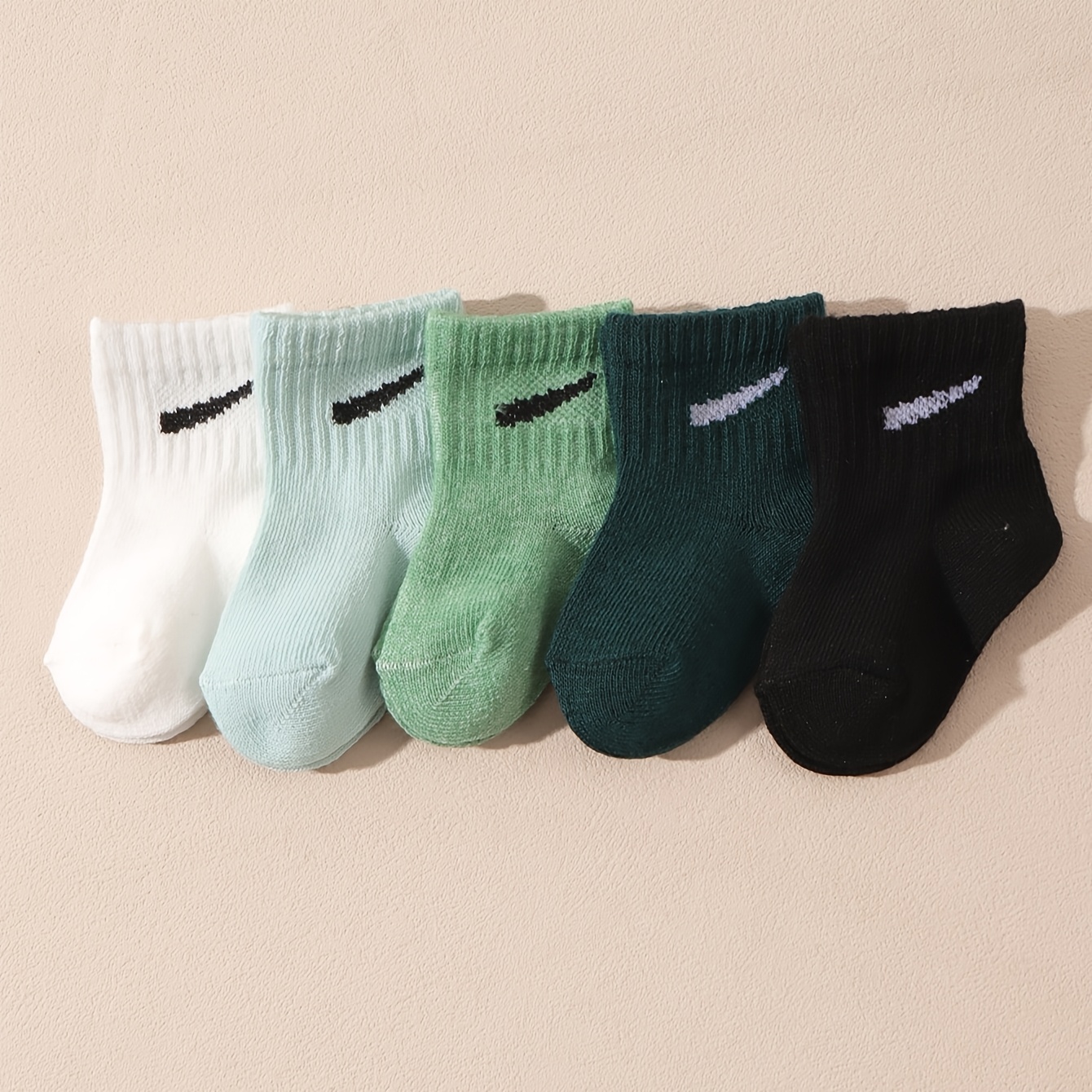 10 Pairs Baby Mid-Calf Socks - Assorted Candy Colors, Soft Polyester, Elastic Cuff, Machine Washable, Spring/Summer Infant Socks for Boys & Girls, Infant Socks, Infant Footwear, Playful Sock Patterns, Durable Sock Material