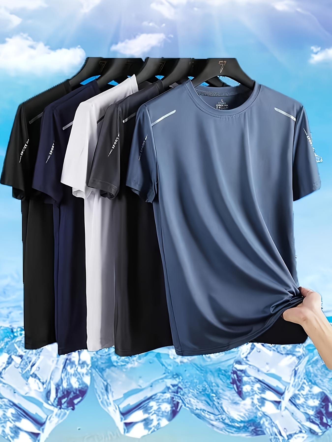 5pcs mens quick dry athletic t shirts breathable moisture wicking round neck short sleeves multi color options suitable for gym and summer activities fitness top outdoor sports gym activities summer good gift best present for him
