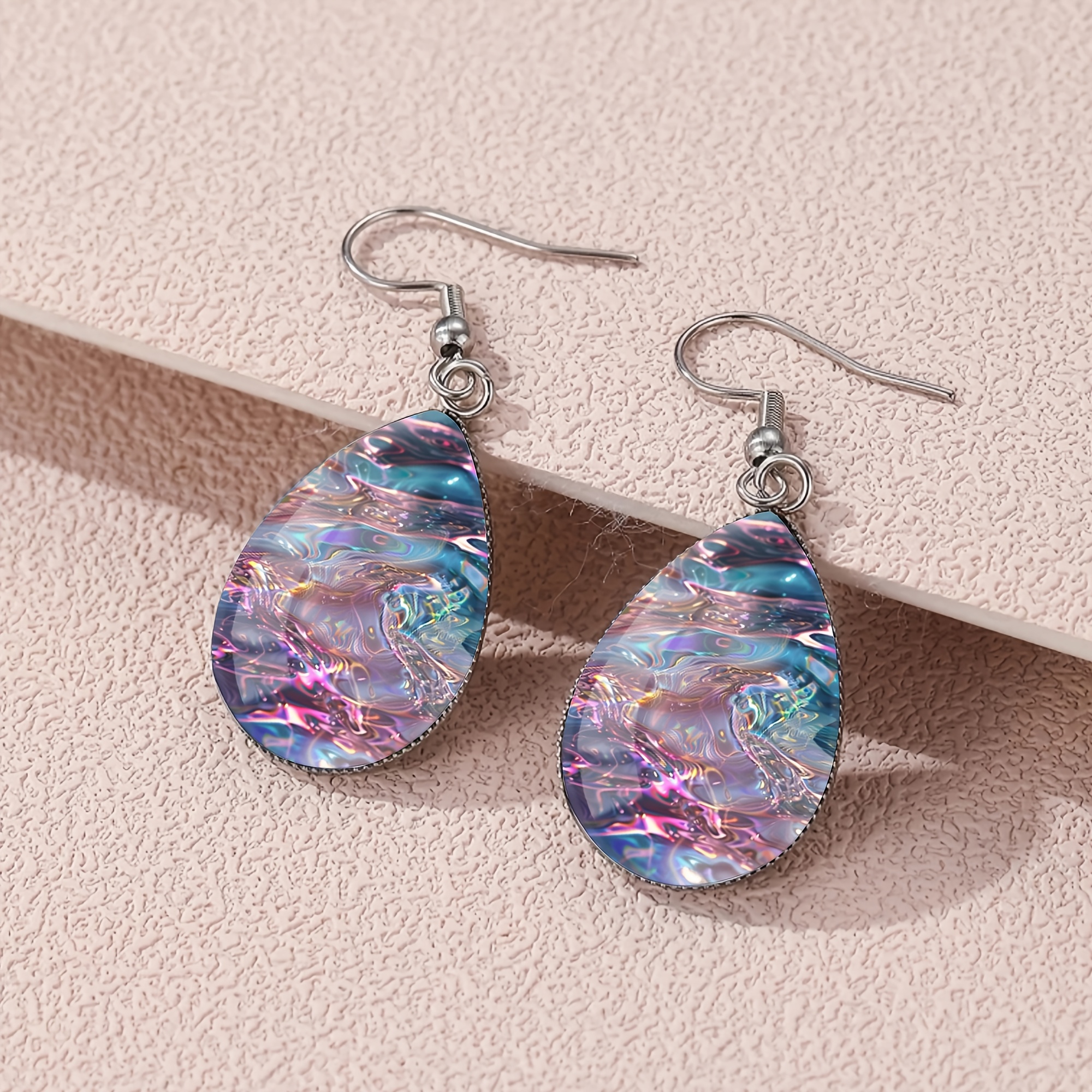 TEMU 1 Paire de Boucles d'Oreilles Motif Corps d'Eau en Acier Inoxydable 316, Luxueux Adapté aux Hommes et aux Femmes, Bijoux d'Oreilles pour Banquet