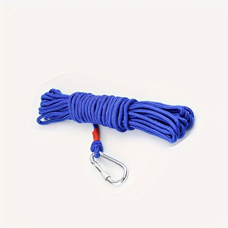 TEMU Versatile 32.81ft High-strength Braided Rope With Carabiner And Hook - Ideal For Magnetic Fishing, Mooring, Towing & Outdoor Adventures Tow Rope Magnetic Hooks For Hanging