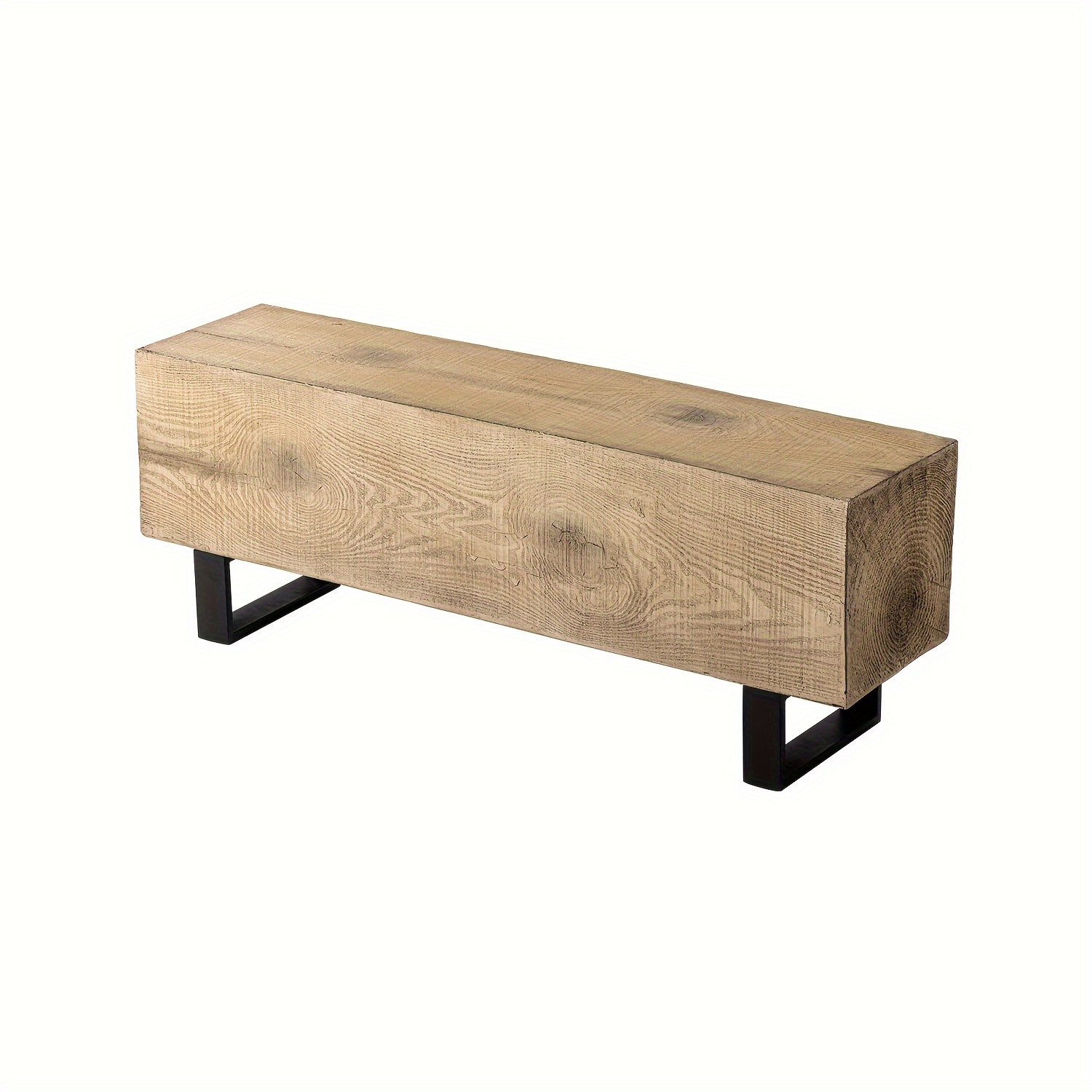 

Patio Log Outdoor Bench, Rectangular Mgo Wood Grain Garden Bench, 48.4 X 11.8" Outdoor Bench With Powder-coated Steel Based For Outdoors & Indoors Wood Color