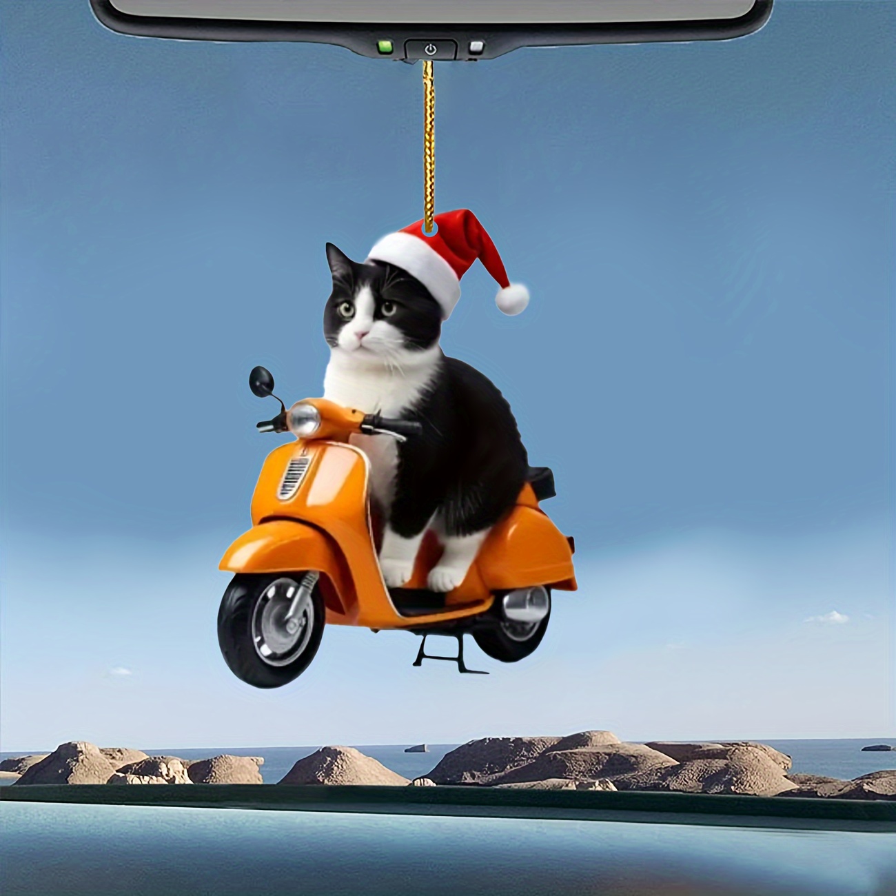 

Motorcycle Cat Pendant - For Christmas & All- Decor, For Parties & Car Rearview
