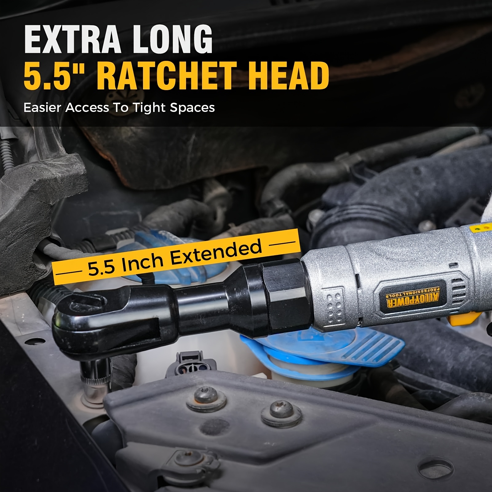 3 8 cordless ratchet wrench set 60ft lbs 80n m electric ratchet 12v extended power variable speed led light 6 sockets 1 4 1 2 adapters 2 rechargeable   2