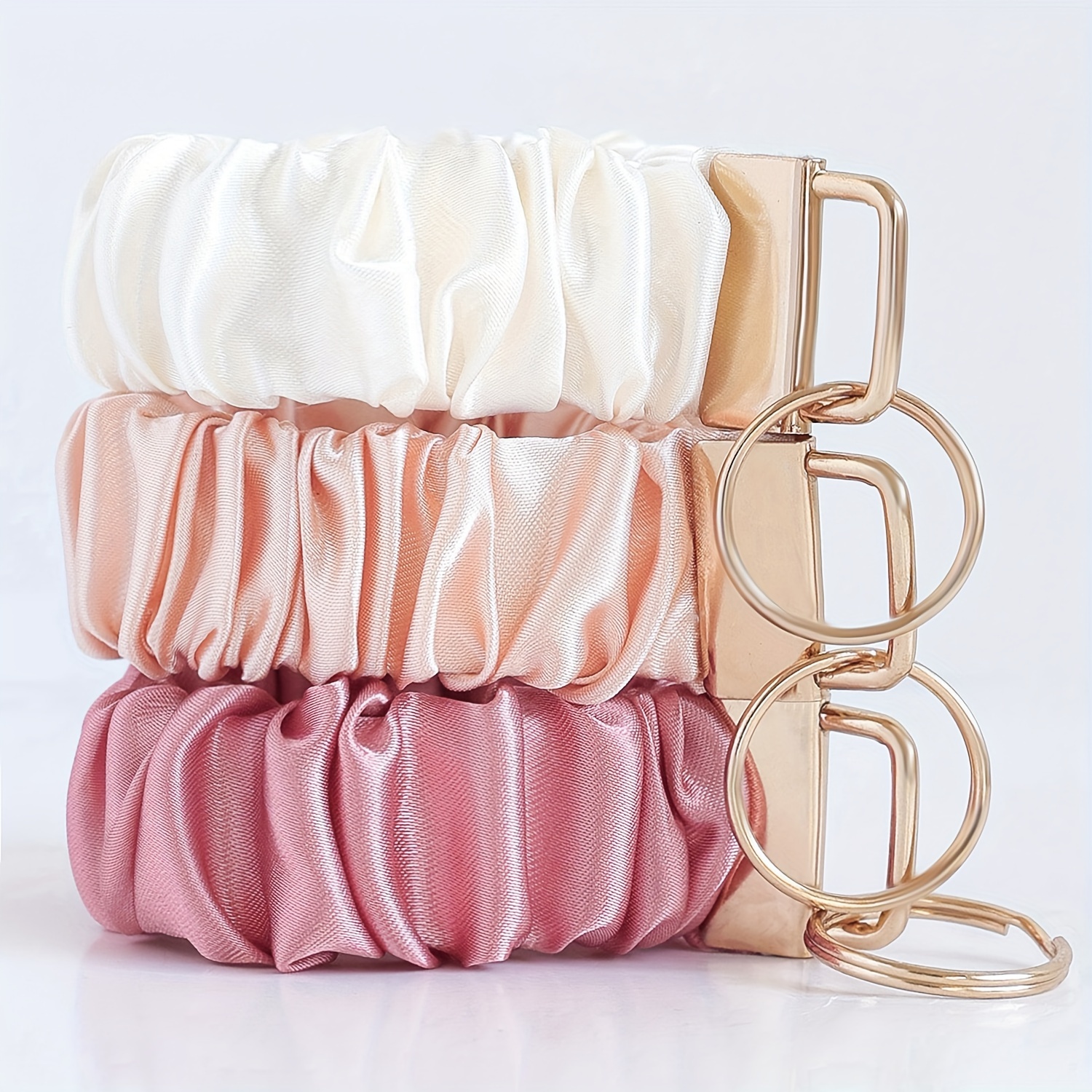 3pcs Set Of Style Suitable For To Female Family , Gift , Holiday Party Hair Tie Keychain Elastic Key Ring Wristlet Keychain Gift Present Hair Tie Keychain