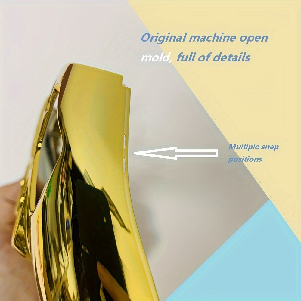 golden chrome glossy replacement shell for ps5 controller eye catching mirror effect abs case decorative trim cover plate for diy ps5 gamepad customization details 8