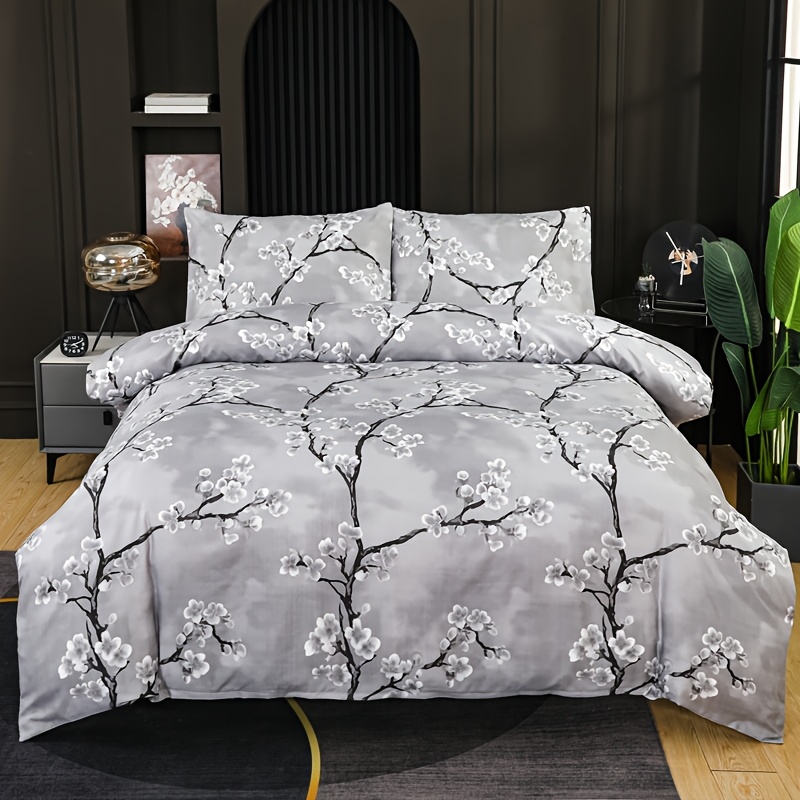 TEMU Plum Blossoms Scattered Blooming, Branches Sturdy And Spreading, Gray Background Weakening Colors, A Sense Of Serenity And Premium, Possessing