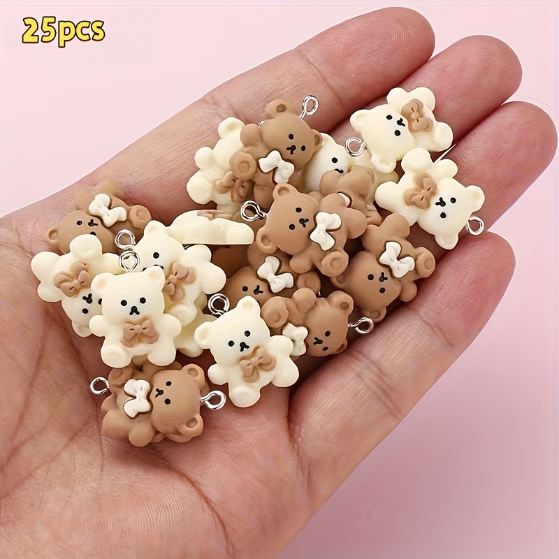 E-shop 25 Stück Bi- Teddybär Harz Charms, für Schmuckherstellung, Niedliches Umarmung Teddybär Bi-, Harz Handwerk Ornamente