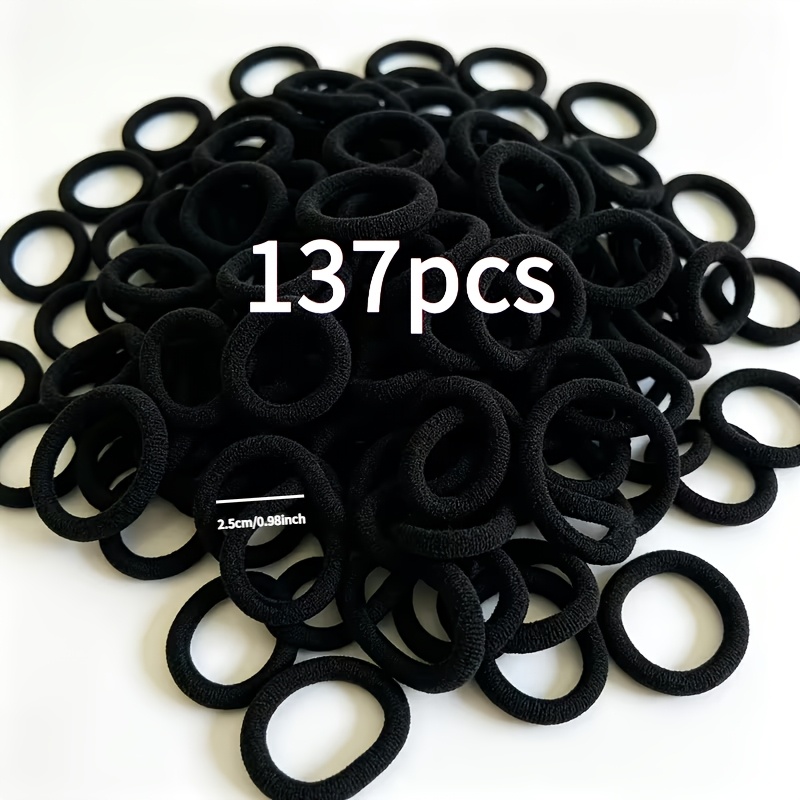TEMU Lot de 137 élastiques à cheveux noirs avec trou pour , bandeaux couture à haute élasticité, de style simple et pratique. Convient pour l'attache