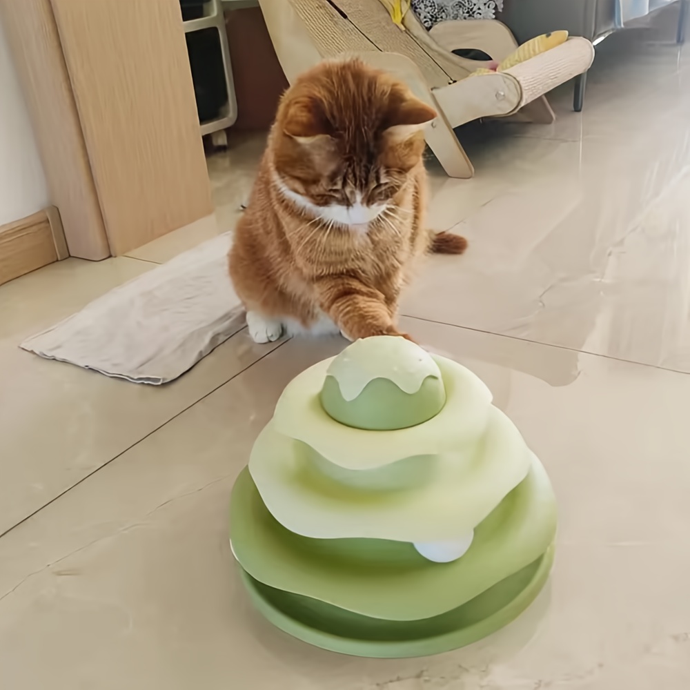 3 Pack Ice Cream Cone Cat Toys Interactive Track Ball Spinner Durable Plastic Pet Exercise Toy for Indoor Play Mental Stimulation Boredom No Batteries Needed Design Safe for Cats