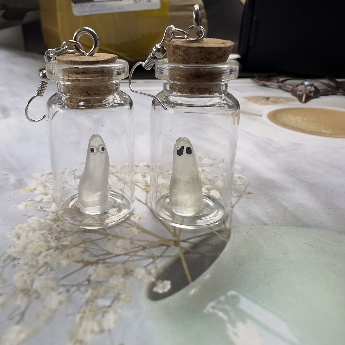 TEMU 1 Pair Halloween Bottle Earrings - Gothic Charm Glow In The Dark Cartoon Hanging Style For Women