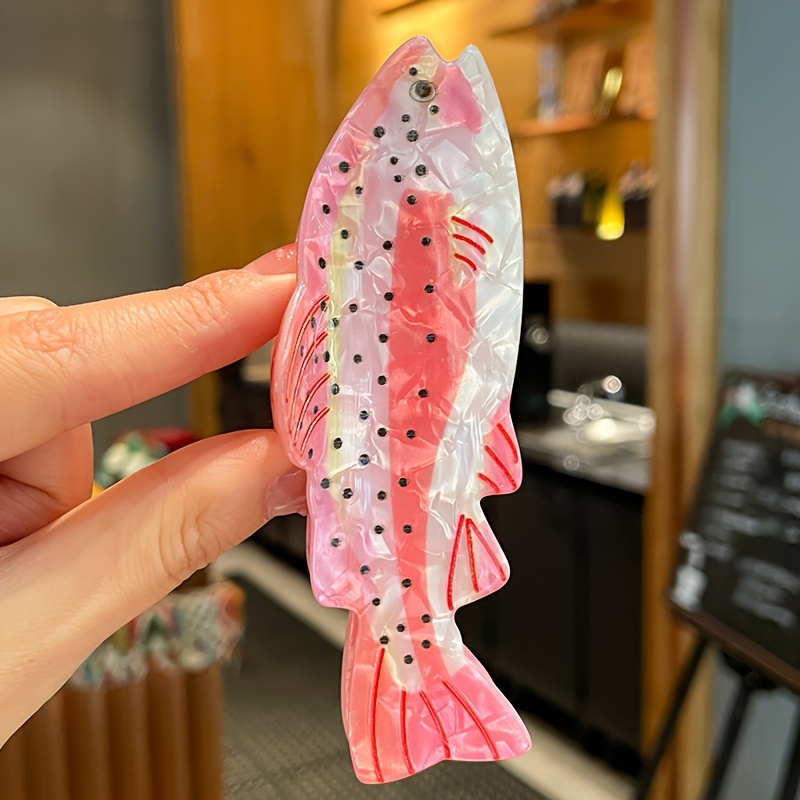 TEMU 1pc Marine Animal Multi Color Salmon Hair Clip Women's Summer Beach Vacation Fashion Hair Accessories