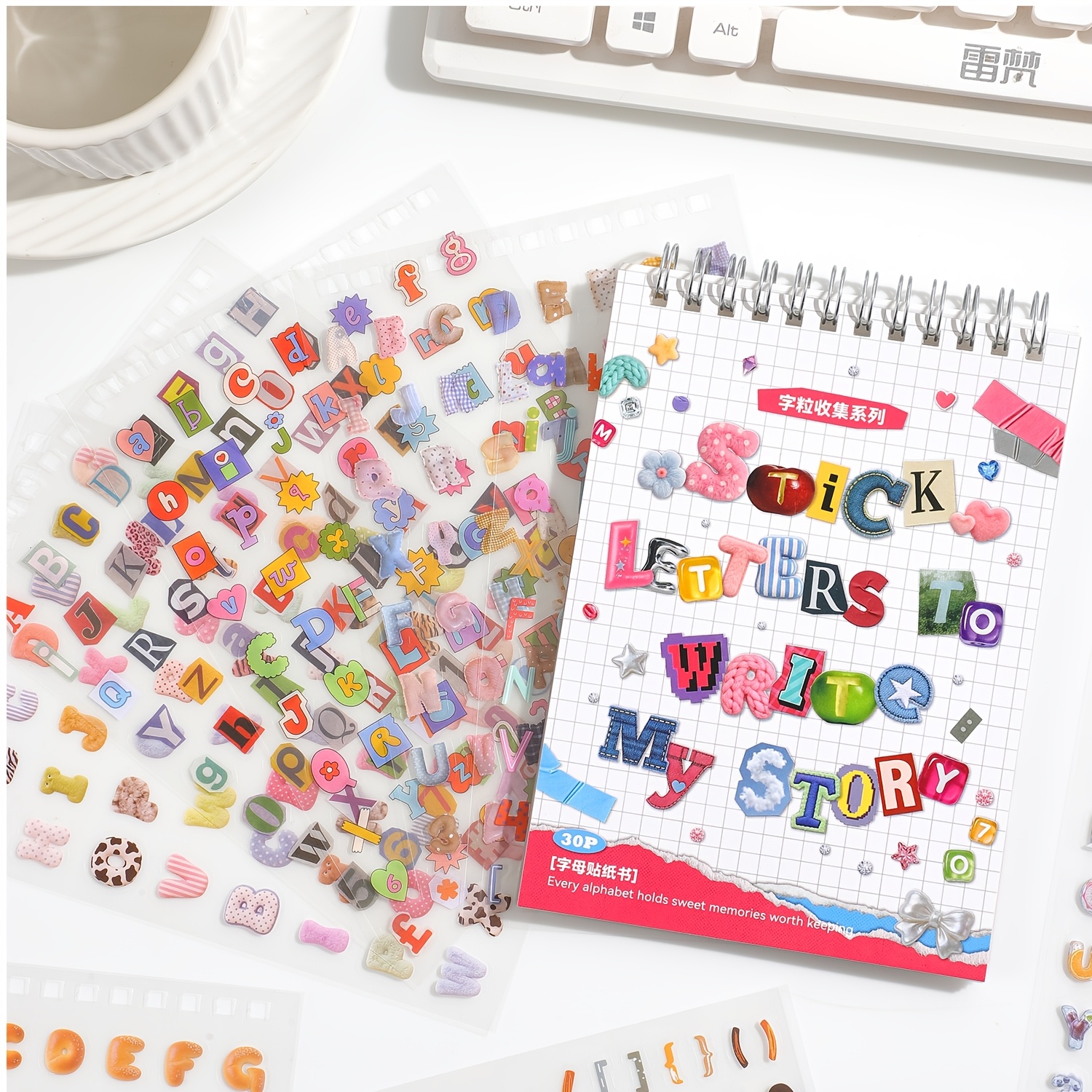 TEMU Alphabet Letter Stickers Book, Colorful Cute Fonts Sticker For Journaling Scrapbooking, Diy Phone Case Water Bottle Laptop Craft Decoration