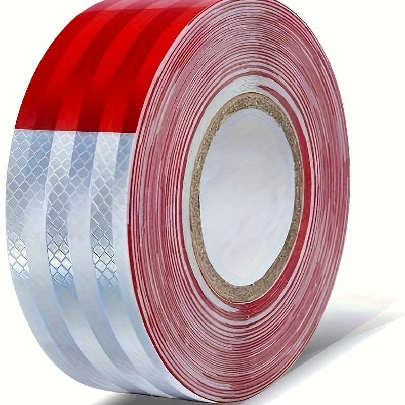 TEMU 1 Roll - 2" X 60ft Red/white Reflective Tapes, Dot-c2 Safety Strips - Heavy-duty And Scratch-proof For Semi-trucks, Trailers, Rvs, Boats, And
