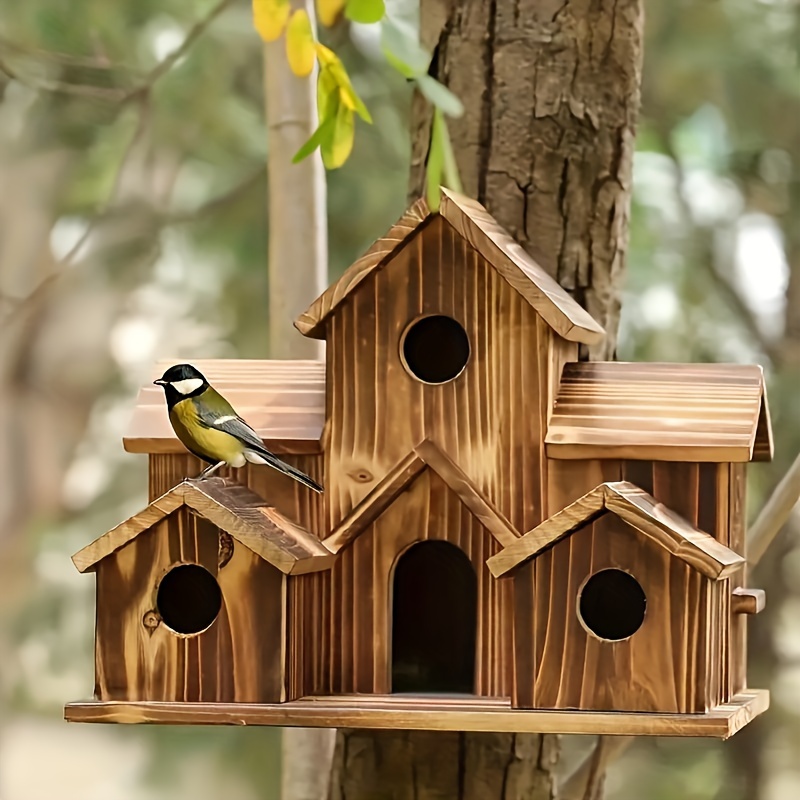 

1pc Hummingbird Houses For Outside, Wooden , Hanging Bird House, Handmade Natural Bird House, Beautiful Birdhouses, Garden Supplies