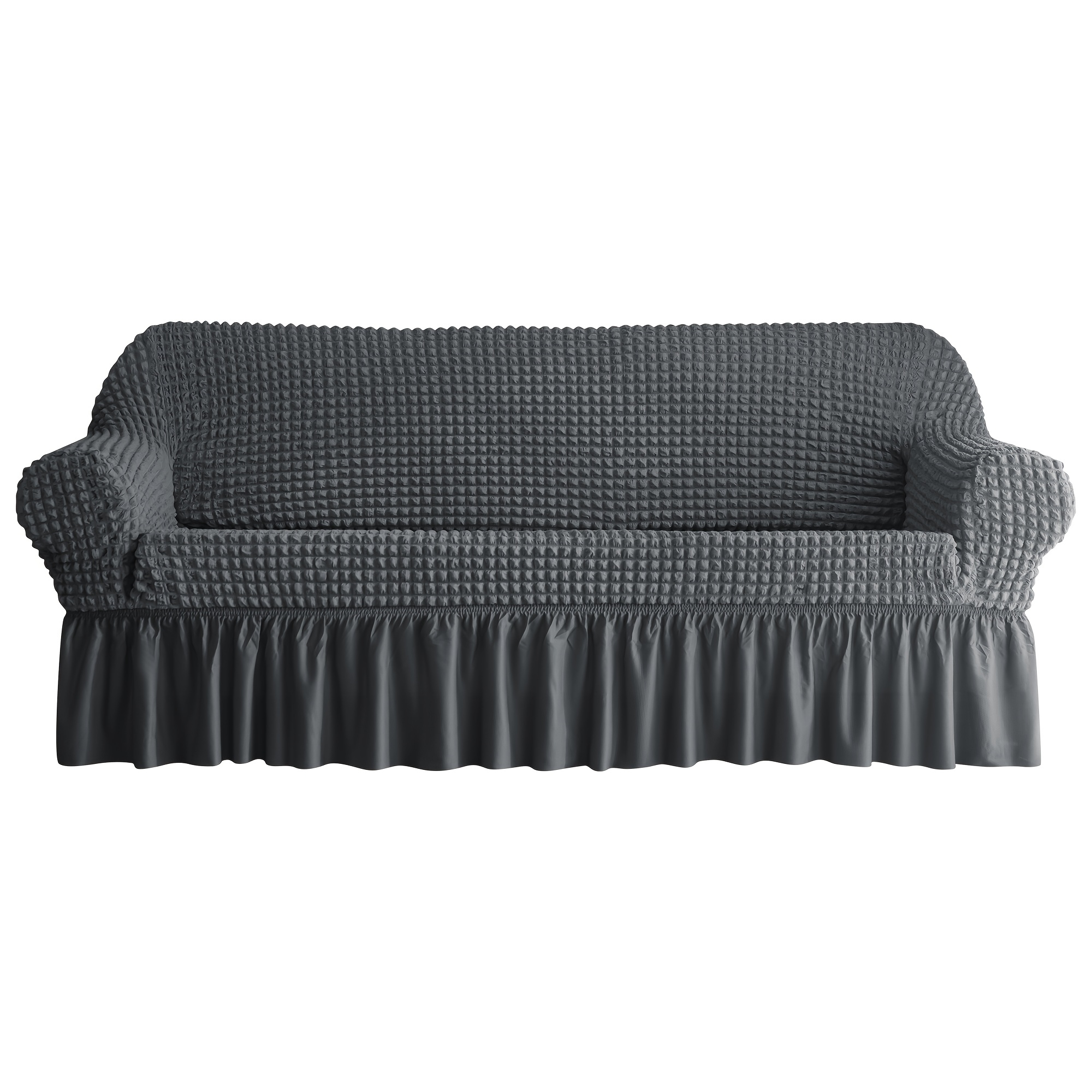 TEMU 1pc Stretch Bubble Waffle Weave Armrest Sofa Cover, Skirt Style Sofa Slipcover For Home And Hotel Use
