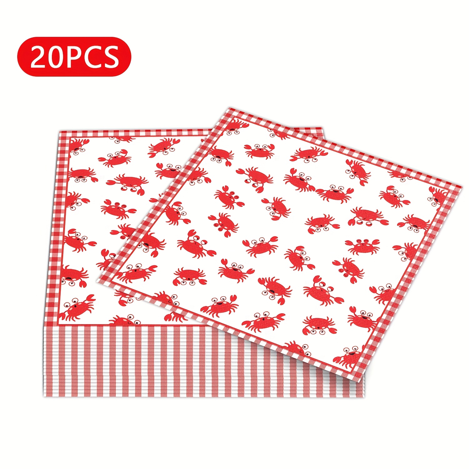 TEMU 20pcs Crab Napkins Crab Boil Party Supplies Disposable For Summer Dinner Picnic Bbq Crab Napkins For Wedding Holiday Birthday Supplies