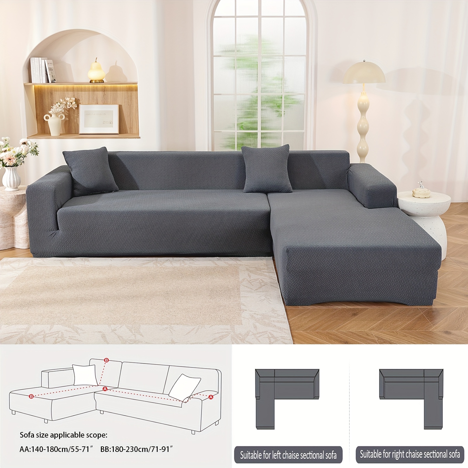 E-shop Hochwertiger Jacquard-L-förmiger Dreisitzer-Sofabezug, passend für Wohnzimmer-Dreisitzer--Schlafsofa, dehnbarer Haustier-Hundesofabezug,