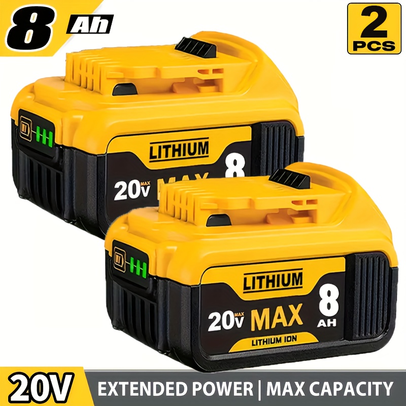 TEMU 2 8.0ah 20v Replacement Lithium-ion Batteries | Rechargeable Xr Battery Packs Compatible With Dcb200, Dcb204, , Dcb206, Dcb201, Dcb203, Dcb181,