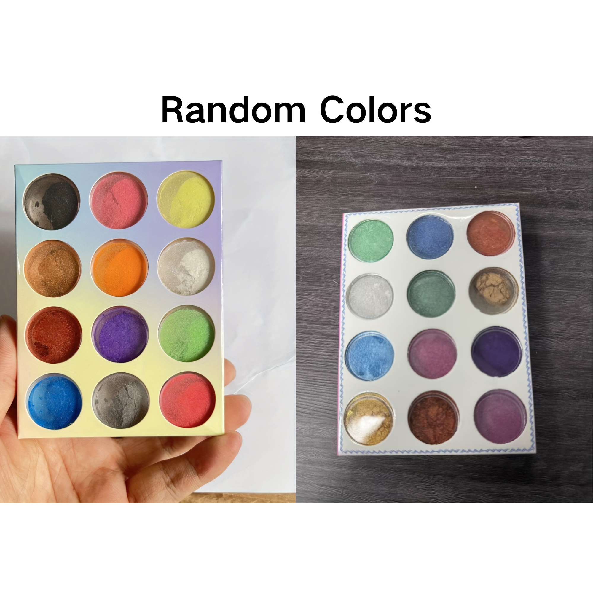 Image of 1 Set Of 12 Random Color Vibrant Colors Pearlescent Mica Mineral Powder For Epoxy Resin Dye, Jewelry Crafts Making Additions, Natural, Non-toxic, And Long- Pigment
