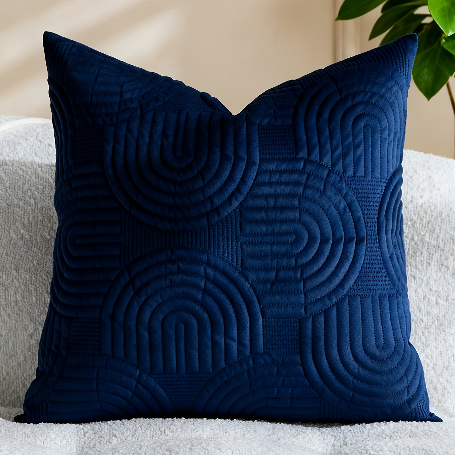 TEMU 1pc Pillowcase, Ultrasonic Arch Pillowcase Cushion Cover, Solid Color Pillowcase, Suitable For Living Room, Bedroom, Sofa, Without Pillow Insert