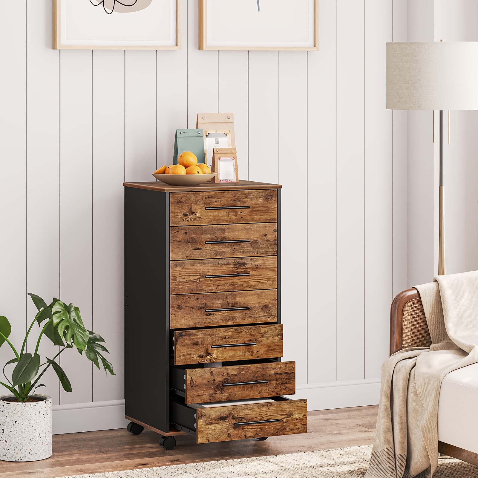 Filing Cabinet Featuring Drawers, From Wood, Designed For Office Use, Ideal For Storage In Offices And Study Areas, Easy To Put , In A And Black End