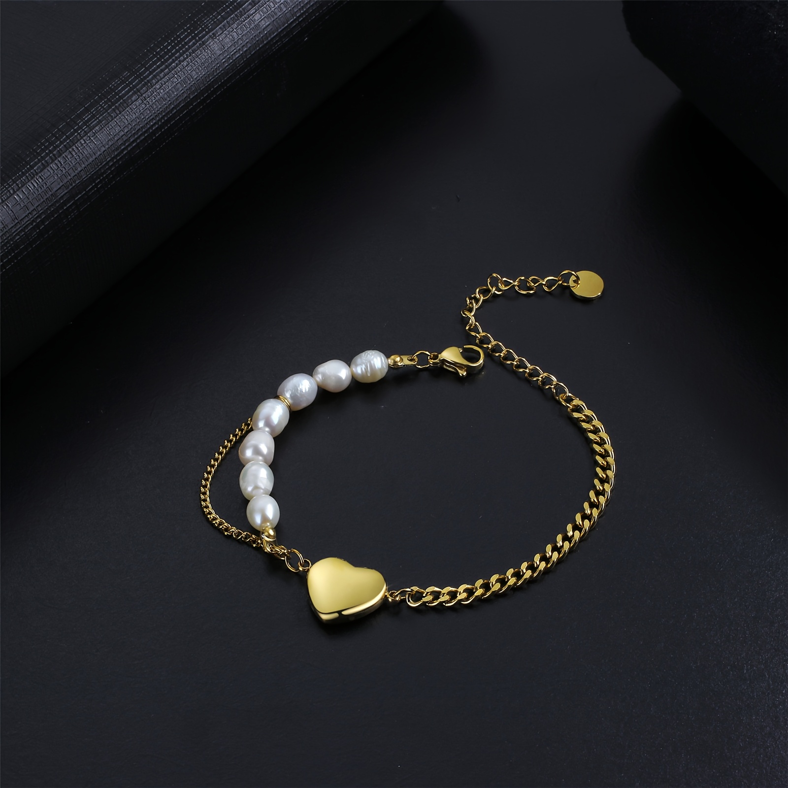 Image of Women's Bracelet, Heart-shaped Pendant, Stainless Steel Adjustable Bracelet, Women's Jewelry Gift