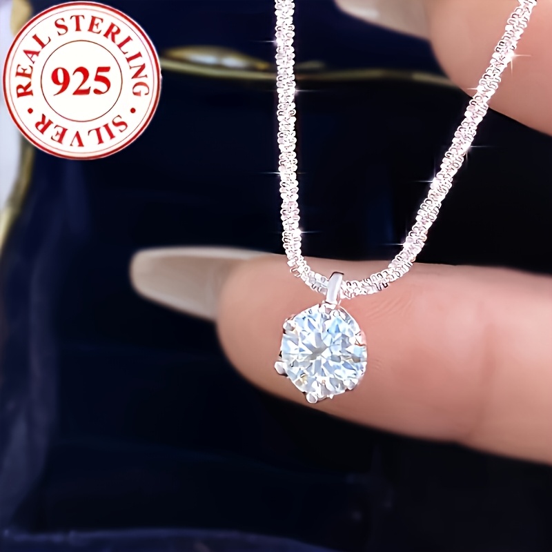 s925 silver necklace with light luxury moissanite accents elegant and sophisticated design trendy new   gift for girlfriend or friend suitable for all holidays Product details 0
