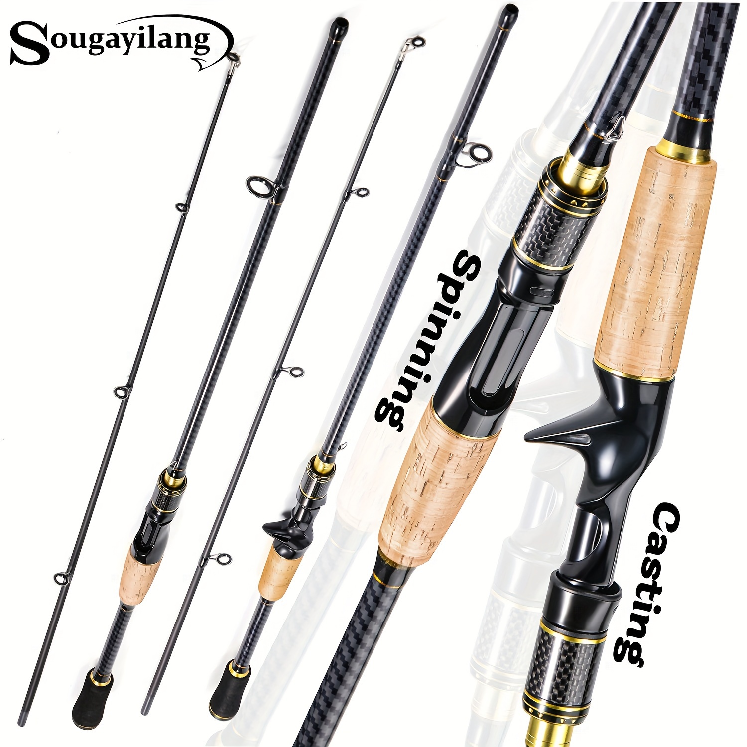 Sougayilang 4 Sections Fishing Rod Ultralight Carbon Rod - Temu Canada