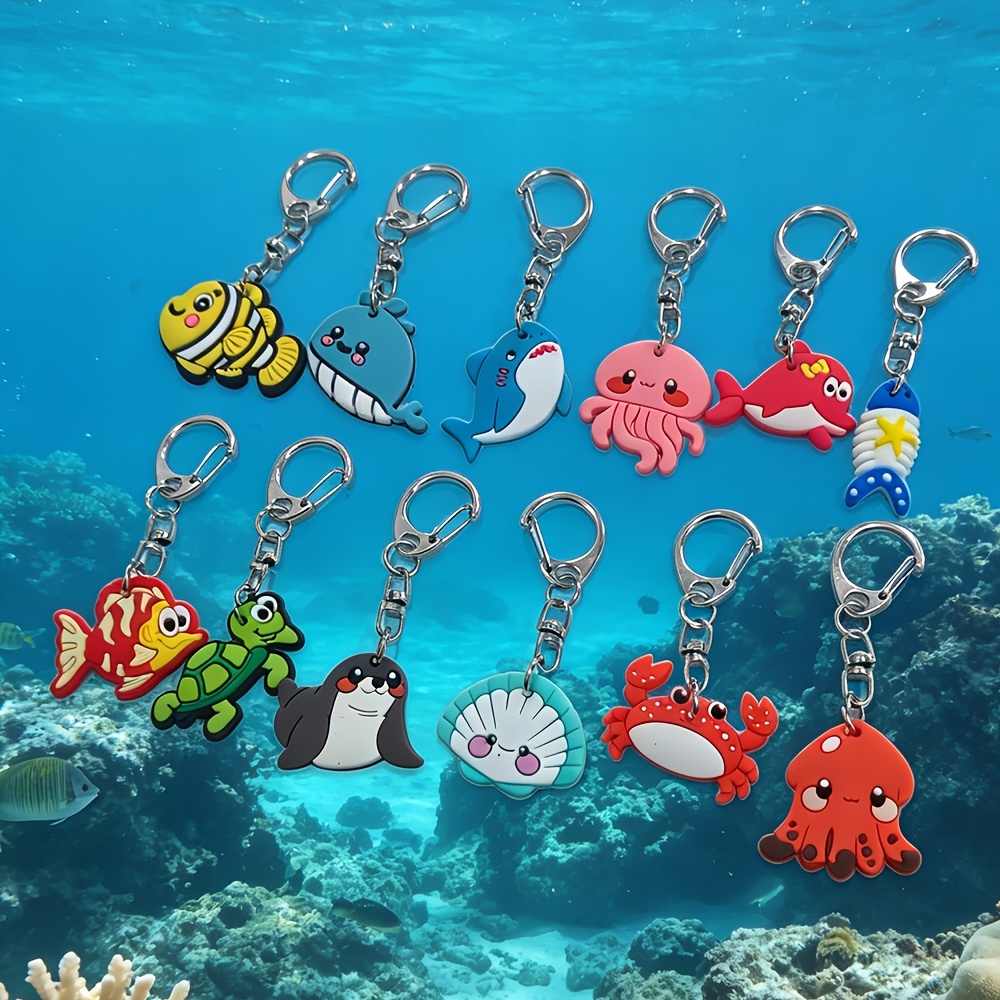 TEMU 2D - 12 piezas de llaveros con colgante marina 2D , pequeño regalo para niñas, se pueden colgar de llaves, bolsos, maletas, adecuados para uso