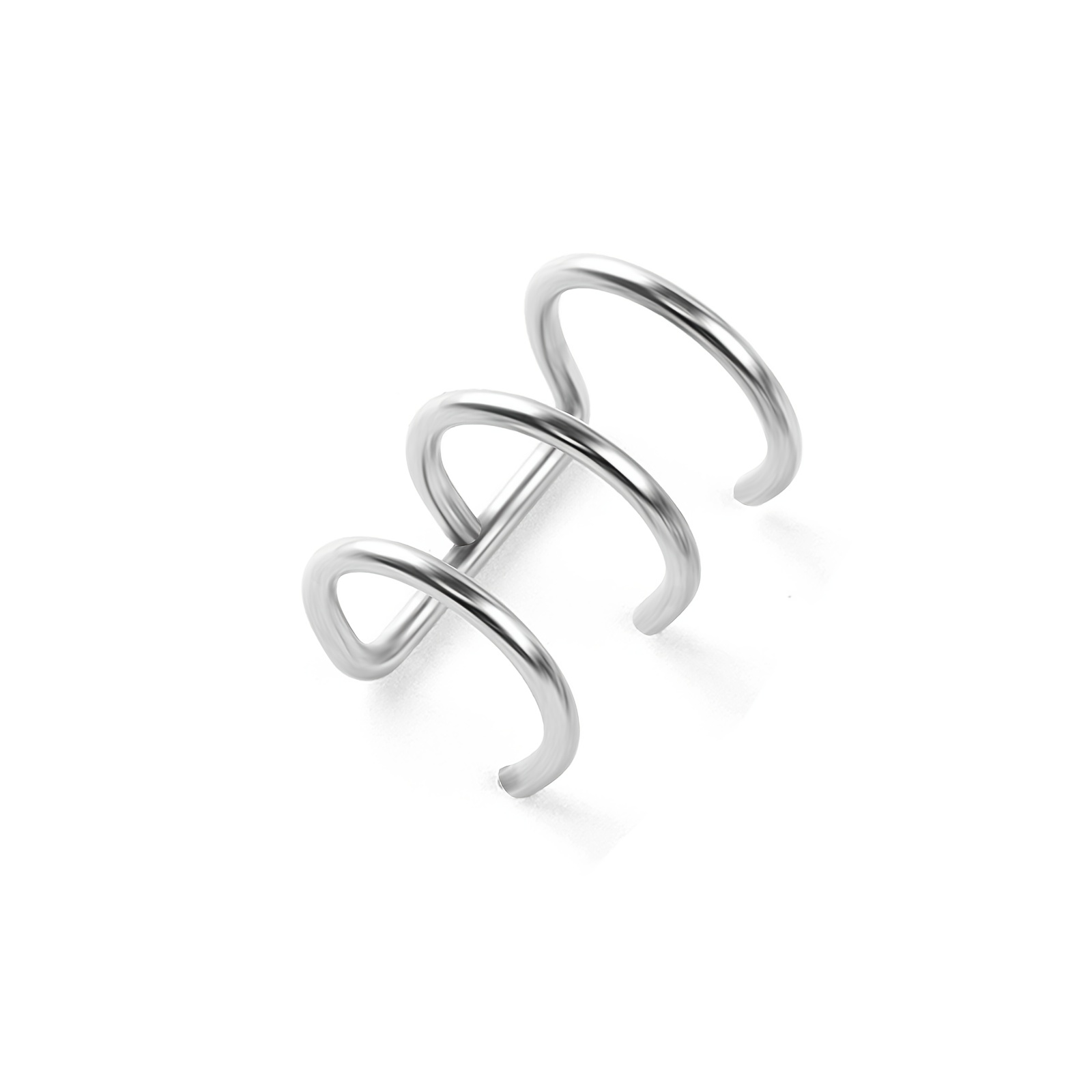 TEMU 1pc U-shaped Three-ring Ear Clip, Stainless Steel Ear Bone Clip Jewelry, No Ear Hole Wearing, Can Adjust The Size , Hip-hop Easy Cartilage Ear