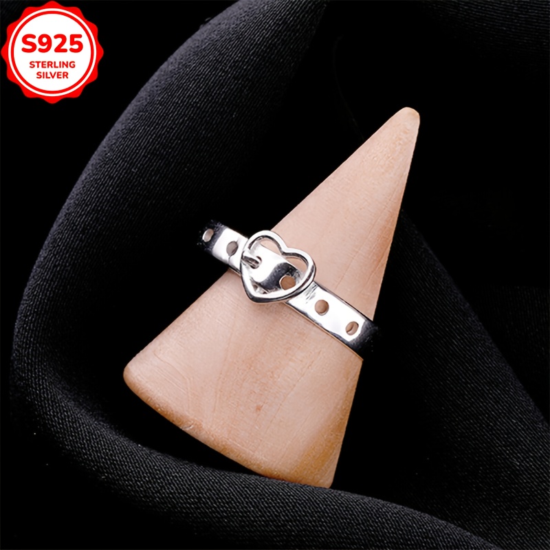 925 Silver Heart Belt Buckle Ring for Women - Perfect Gift